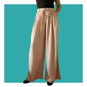 Blank NYC Desert Dreams Tercel Self Tie Belt Trousers Palazzo Wide Leg Pants NWT